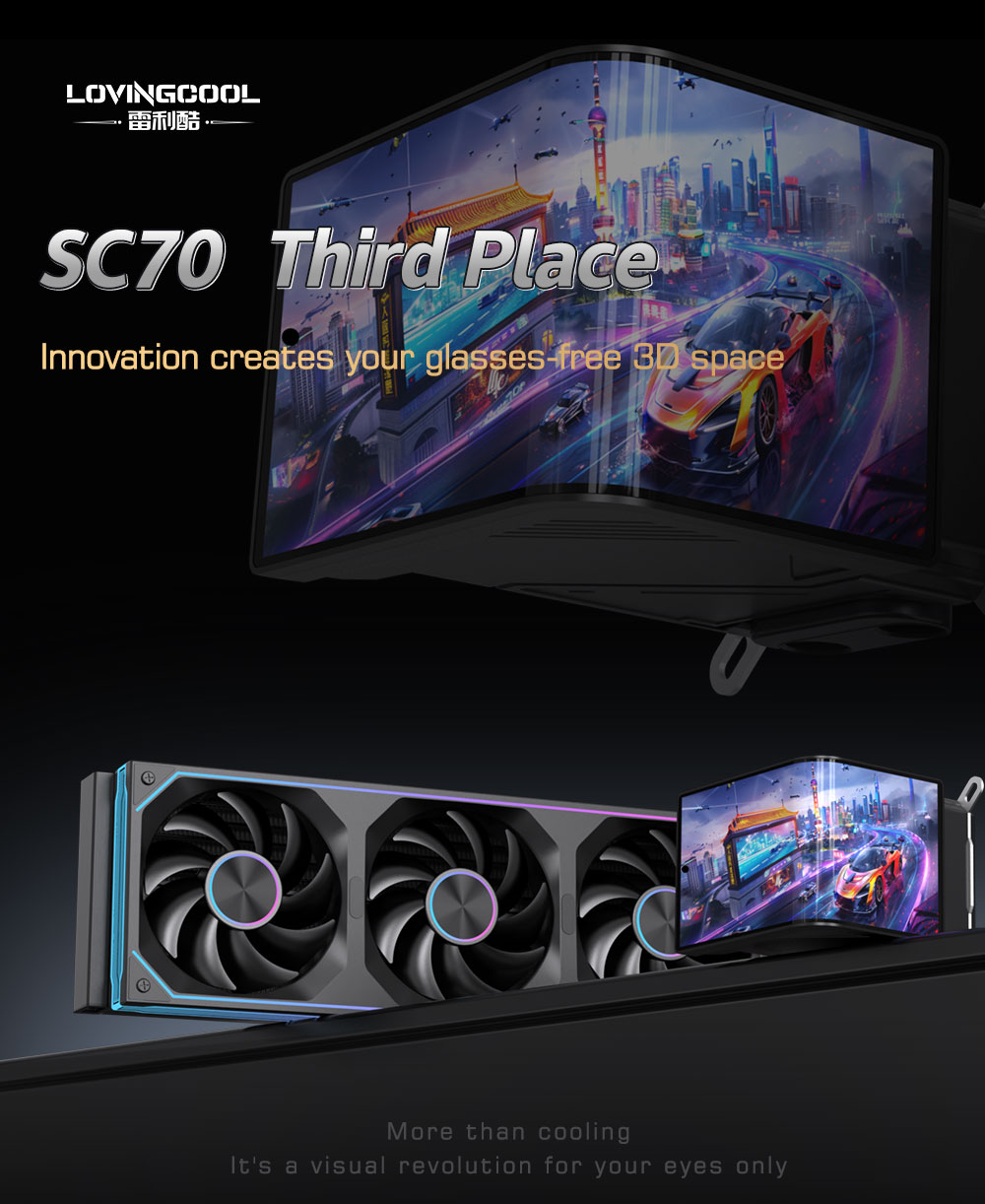 Lovingcool sc70 cpu cooler 3d curved display