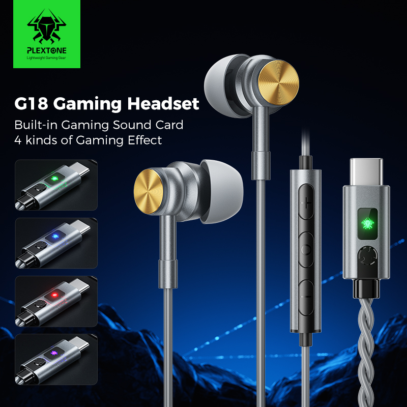 Plextone g18 type c wired gaming earphone